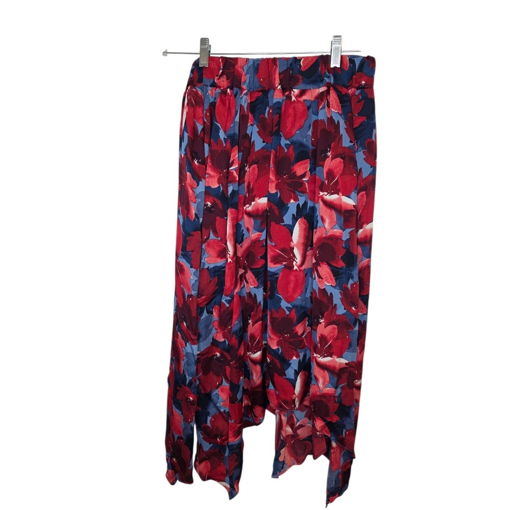 Draper James Floral Maxi Skirt Red Blue Abstract Bloom High Waist Size S‎